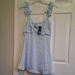 Light Blue Ruffled Women's Top